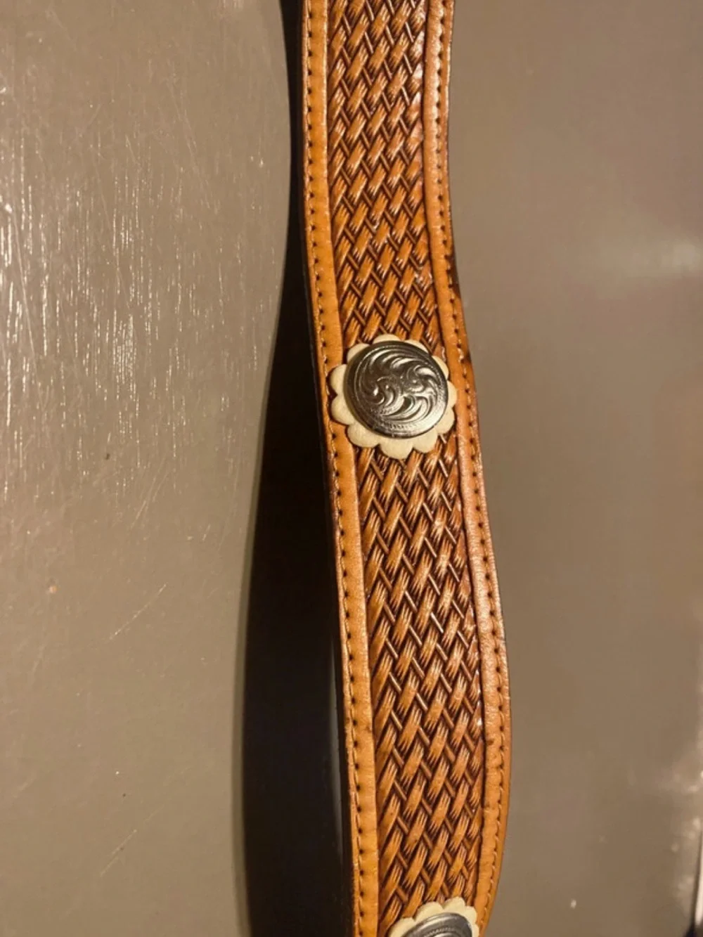 Circle Y Made in Texas Basket Weave Leather Western Belt Size 26 Silver